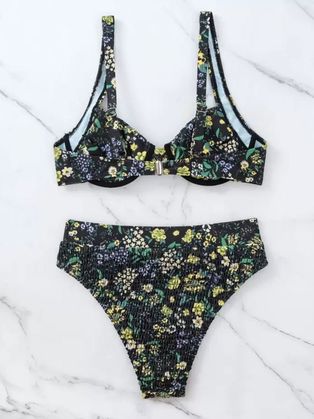 SHEIN Swim Floral Smocked Underwire Bikini Set | NWT | XL - Picture 3 of 7